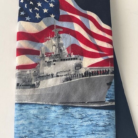 American Lifestyle US Navy Graphic Silk Tie‎ - Picture 2 of 5
